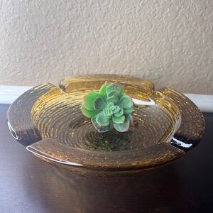 Vintage 1970s Anchor Hocking Soreno Amber Ashtray, Thick Glass